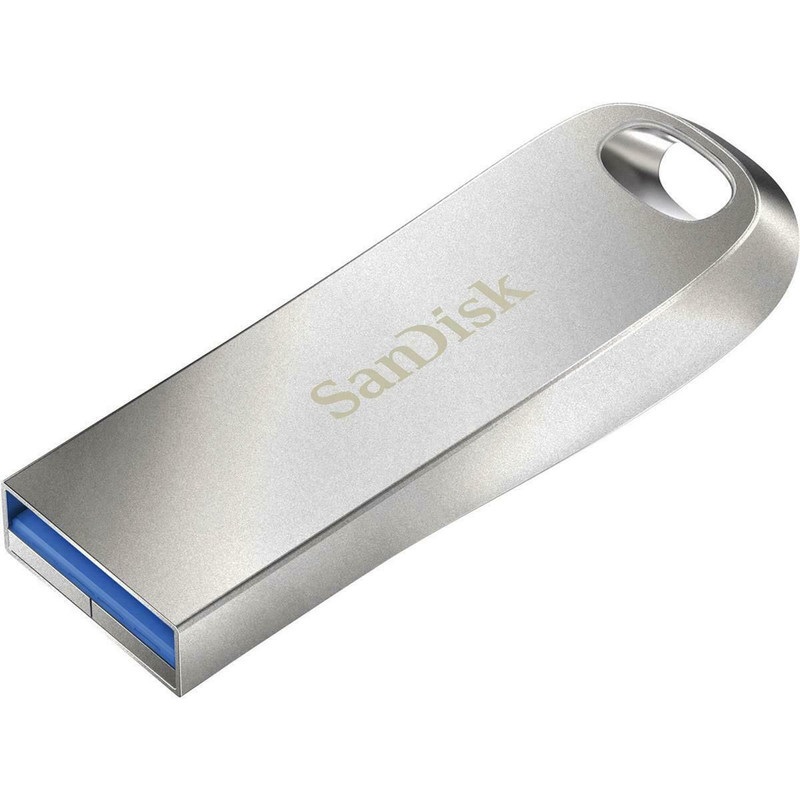 فلش مموری سن دیسک مدل Ultra Luxe ظرفیت 256 گیگابایت، رابط USB 3.1، سرعت خواندن 150 مگابایت بر ثانیه، بدنه فلزی مقاوم، پشتیبانی از نرمافزار کدگذاری اطلاعات