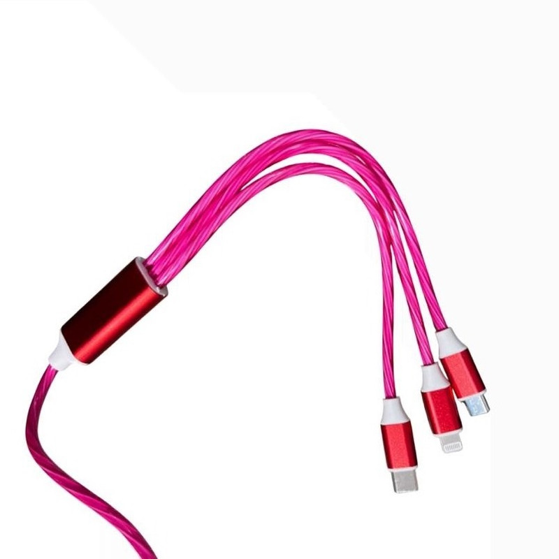کابل تبدیل USB به microUSB / لایتنینگ / USB-C مدل سه کاره طول 1.2 متر
