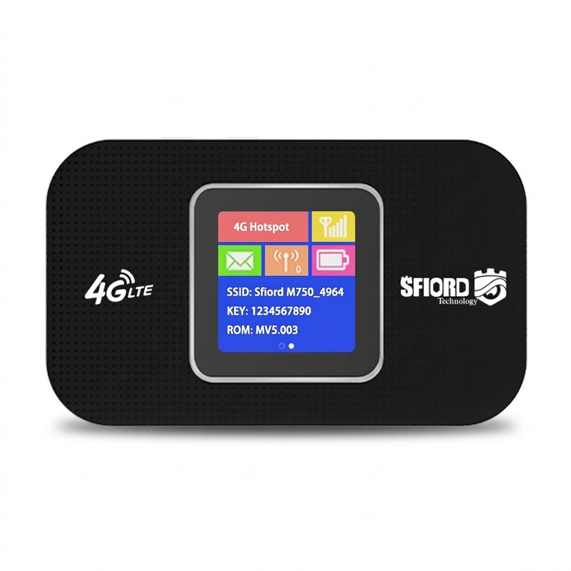 مودم 4G LTE قابل حمل اسفیورد مدل M750 با باتری 3000 میلیآمپرساعت، پشتیبانی از 10 کاربر همزمان، نمایشگر رنگی دیجیتال، اتصال بیسیم WIFI 802.11b/g/n و سرعت دانلود تا 150 مگابیت بر ثانیه
