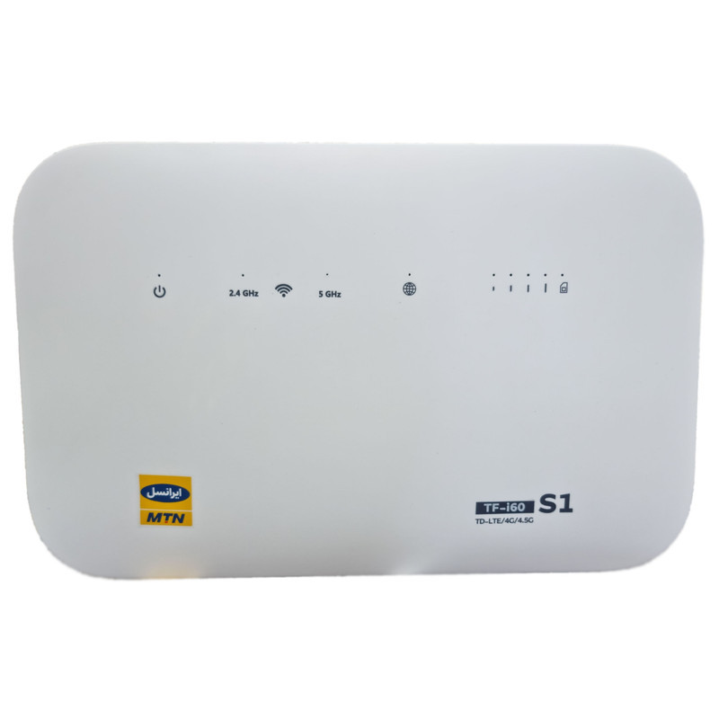 مودم 4G TD-LTE ایرانسل مدل TF-i60 S1 با سیم کارت و 300 گیگابایت اینترنت 6 ماهه، پشتیبانی همزمان 32 کاربر، 4 پورت LAN، چهار شبکه بیسیم مستقل، سرعت دانلود 300 مگابیت بر ثانیه و آنتن 5dBi